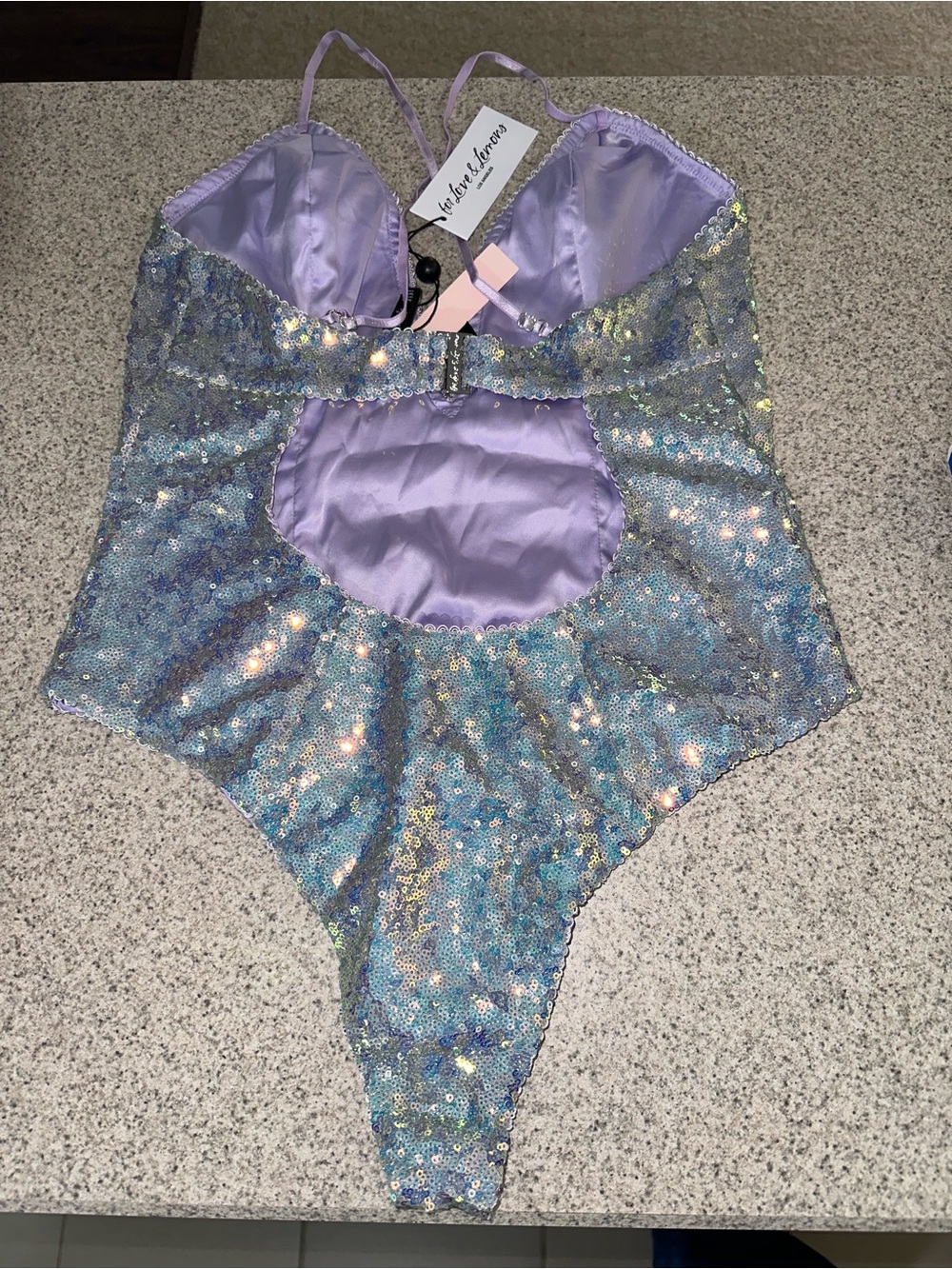 NWT For Love and Lemons sequin bodysuit size Large - Picture 5 of 7